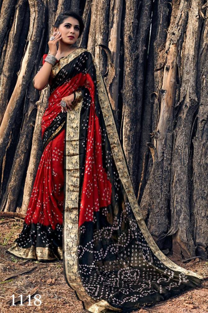 Silver Bandhej Latest Fancy Designer Festive Wear Saree Collection 